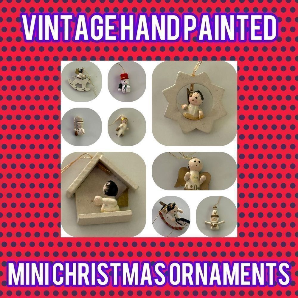 Vintage handcrafted set of 9 mini Christmas ornaments ￼‎